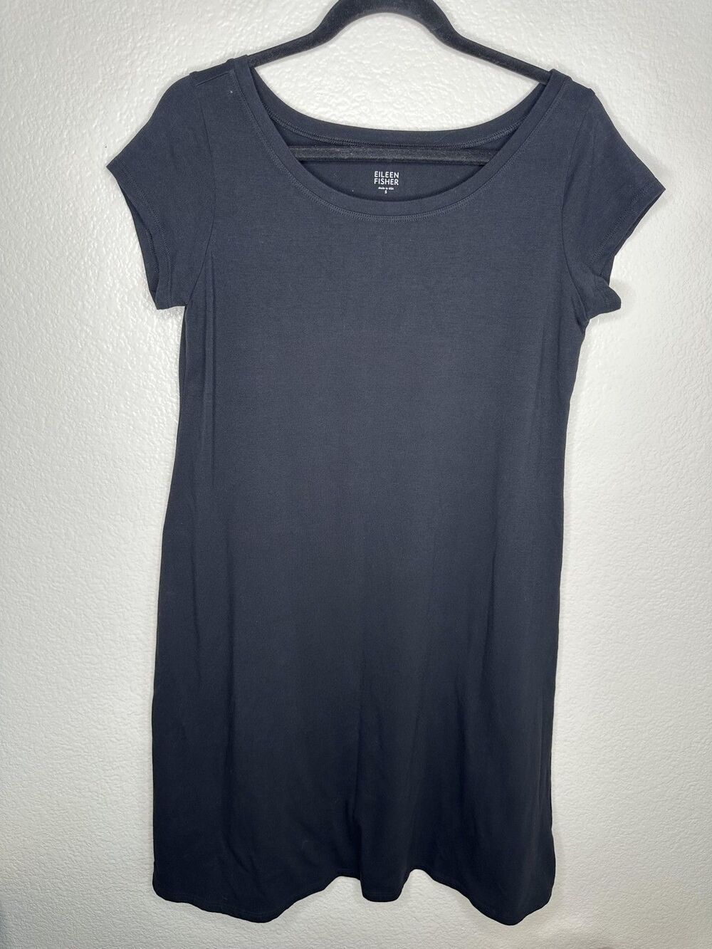 Eileen Fisher Dress Womens Small Organic Lycra Stretch Short Sleeve Made in USA